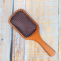 Peigne à cheveux en bois de bambou avec logo personnalisé, respectueux de l'environnement, doux pour bébé, en poils de chèvre, peigne de massage, brosse à cheveux en neem
