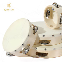 KIRSTEN CT-3 Music Enlightenment Education Durable Sheepskin Drumhead Single Row Wood Hand Drum Tambourines Stainless Steel