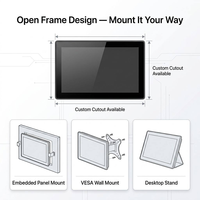 Vente en gros d'écran tactile industriel capacitif IPS 10,1 pouces avec cadre ouvert, moniteur PC avec support VESA personnalisé OEM