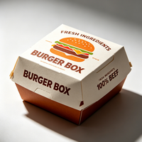 Caja de Cartón Kraft Cuadrada para Hamburguesas, con Diseño Personalizado e Impresión a Medida, para Comida para Llevar, Venta al por Mayor para Restaurantes