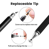 MEEPSS Stylet universel 2-en-1 haute sensibilité en métal aluminium pour écrans tactiles, stylet capacitif passif de précision