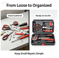 Ensemble d'outils à main durables de 12 pièces, kit d'outils multifonctionnel avec étui de transport pour projets de bricolage