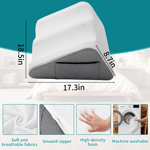 Almohada ergonómica triangular blanca para <span class=keywords><strong>rodilla</strong></span> postoperatoria, almohadas <span class=keywords><strong>de</strong></span> elevación y posicionamiento <span class=keywords><strong>de</strong></span> piernas con funda extraíble - Product Image 5