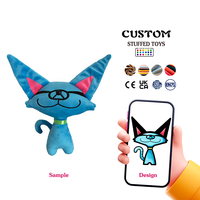 Peluche personnalisée élégante en forme de chat bleu, personnage de fantaisie sur mesure, super douce en PP, idéale pour les cadeaux événementiels