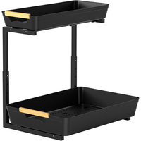 Étagère de cuisine extensible à 2 niveaux en maille, étagère sous évier, panier coulissant en plastique pour armoire de cuisine, organisateur de tiroir