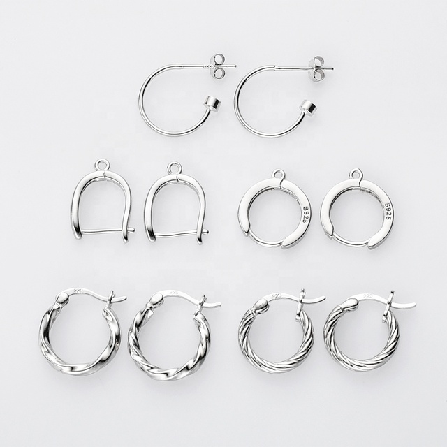 Hypoallergenic 925 Sterling Silver Huggie Earring Findings Custom Hoop Earrings Hoop for Making Jewelry