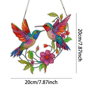 Pendentif de peinture <span class=keywords><strong>diamant</strong></span>ée DIY transfrontalier, best-seller, motif colibri, artisanat acrylique 5D à diamants brillants simple face - Product Image 2