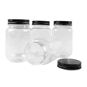 Merryart Custom wide mouth 4 oz 8 oz 16 oz 32oz Cookie Honey candy Spices plastic jar with lids