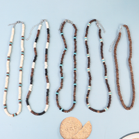 Nuevo collar Retro de cuentas de concha de Coco para hombre, collar de Surf, collares de cuentas de madera hechos a mano