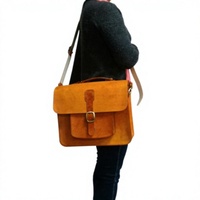 Tas Kantor Kulit Asli Personalisasi, Tahan Air, Bordir Logo, Motif Hewan, Penutup Ritsleting dengan Tali Pergelangan Tangan, Kapasitas 3kg