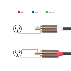<span class=keywords><strong>Cable</strong></span> de Audio de 1.5M 3M 5M 6M con Carcasa Metálica Chapada en Oro, Conductor de Cobre Estañado, 2RCA Macho a 2XLR Hembra, Doble RCA, Doble XLR Hembra - Product Image 5