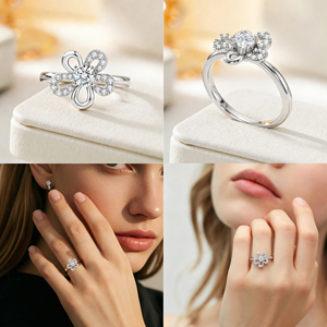 925 Sterling Silver Christian Engagement <b>Ring</b> Rhodium Plated 3A Cubic Zircon Flower Design Elegant Gift for Women Party Occasion - Product Image 6