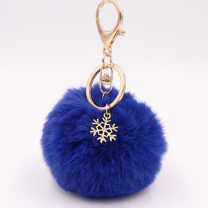 2025 nueva aleación Año Nuevo pompones bola colgante bolsa llavero accesorios de joyería llavero titular Navidad copo de nieve llavero de felpa - Product Image 2