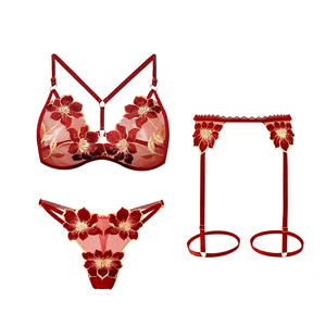 Lingerie celana dalam seksi menggoda menggoda berbordir tipis Erotis Set Lingerie selangkangan terbuka renda <span class=keywords><strong>2</strong></span> potong - Product Image 5
