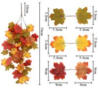 Daun Maple Plastik Buatan Ramah Lingkungan Tahan UV Warna Musim Gugur Bunga Ulang Tahun Bundel Halloween Thanksgiving