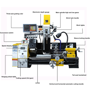 Torno Combinado Manual Mini para Metal, Certificado CE, Universal, de Servicio Ligero, para Fresado y Taladrado, con Velocidad Variable - Product Image 3
