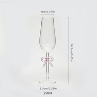 Verre à vin sans pied en verre borosilicate transparent avec nœud décoratif, capacité 250ml-600ml, design moderne et luxueux, qualité alimentaire, idéal pour bar
