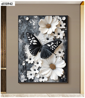 Peinture Murale 3D en Porcelaine Cristalline, Impression HD, Design Moderne et Luxueux, Motif Papillon et Fleur, Vente en Gros Directe Usine, Décoration Intérieure
