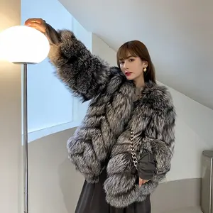 2022 Fashion Newest Full Long Sleeve Amazing Winter Fur Medium-Length Style Coat Women Real Fox Fur Jackets