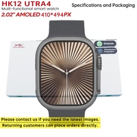 Reloj Inteligente de Moda 2026 HK12 ULTRA 4 con Pantalla AMOLED de 2.02 Pulgadas, IP67, Recordatorio de Sedentarismo, Compatible con Respuestas de WhatsApp
