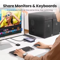 Conmutador KVM UGREEN DP 1.4 CM695, 8K 60Hz, para 2 PC, Compartir Pantalla, Impresora, Teclado, Cable DP, Conversor de Puerto de Pantalla