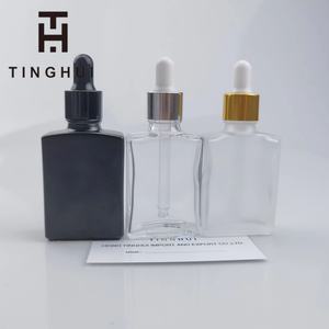 En stock – Flacon compte-gouttes carré/rectangulaire en verre dépoli noir/transparent pour huiles essentielles, avec bouchon – 15 ml, 30 ml, 50 ml, 100 ml - Product Image 2