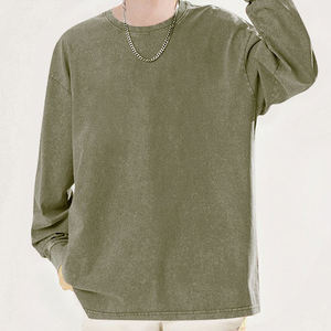 เสื้อยืดแขนยาวคอกลมผ้าฝ้าย 100% 230 GSM สไตล์วินเทจฟอกสี พร้อมโลโก้สั่งทำสำหรับผู้ชาย - Product Image 1