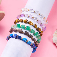 Bracelet Bohème en Pierres Naturelles, Perles Irrégulières Concassées, Perles Mixtes, Fait Main, Tressé, Réglable, Bijoux Unisexe, Vente en Gros