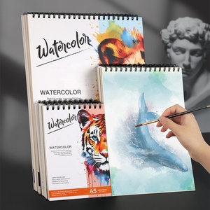 Panwenbo A3 <span class=keywords><strong>A4</strong></span> A5 24 <span class=keywords><strong>fogli</strong></span> 180gsm pittura ad acquerello a freddo senza acido carta tampone libro acquerello rilegato a spirale - Product Image 5