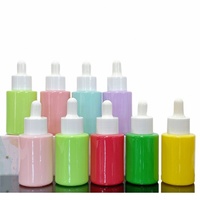 Flacon compte-gouttes en verre pour soins de la peau, cylindrique, irisé, effet arc-en-ciel holographique, épaule plate, pour huile essentielle, sérum, collyre 30ml