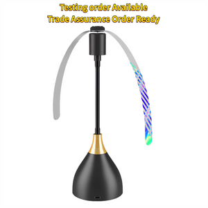 Ventilateur anti-mouches portable à pales souples et silencieux, prêt à être expédié, avec crochet de suspension et base de support pour le camping, les pique-niques et les barbecues - Product Image 1