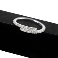 Minimaliste Cubique Zircone Forme Géométrique Réglable Ouvert Argent Plaqué Doigt Knuckle Anneaux Fine Jewelry pour les Femmes