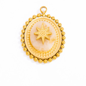 จี้สแตนเลสทรงดาวเรขาคณิตสไตล์โบฮีเมียน หินอาเกตธรรมชาติรูปทรงผสม สำหรับทำสร้อยคอ PJ91529A - Product Image 3