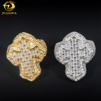 Vente en gros de bijoux de qualité supérieure en argent sterling 925 pour hommes, bague croix Hip Hop Moissanite