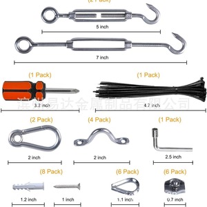 Eda <b>String</b> Light Hanging Kit 5mm <b>Black</b> Vinyl Coated Rope Outdoor Drying Rope Set With Hooks And Screws - Product Image 5