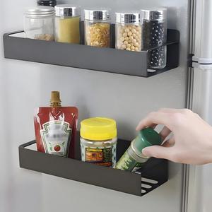 Kitchen Spice Organizer Double Tier 4 Pack Metal Black Wall Mounted Fridge Magnetic Spice <strong>Racks</strong> for Refrigerator - Product Image 4