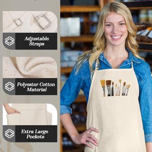 <span class=keywords><strong>Tablier</strong></span> de peintre en toile de coton biologique naturel avec 3 poches, personnalisable, réutilisable, réglable, sans manches, <span class=keywords><strong>pour</strong></span> <span class=keywords><strong>la</strong></span> cuisine - Product Image 4