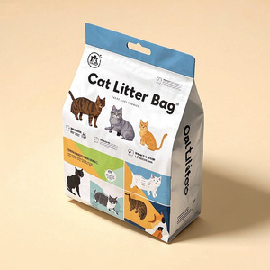 कस्टम मुद्रित पर्यावरण के अनुकूल प्लास्टिक वाटरप्रूफ वैक्यूम फ्लैट तल पाउच सुगंधित सेपियोलाइट कैट कूड़े पालतू भोजन पैकेजिंग बैग बैग - Product Image 5