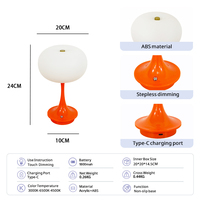 Lampe de table rechargeable OEM en forme de champignon, sans fil, à intensité variable par toucher, lampe de chevet rétro en forme de tulipe pour la décoration de la maison et de la chambre
