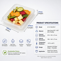 Boîte d'emballage alimentaire transparente en RPET recyclable et écologique avec couvercle séparé pour fruits secs et en-cas