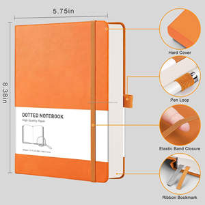 Se Requieren <span class=keywords><strong>Muestras</strong></span> Personalizadas <span class=keywords><strong>para</strong></span> la Evaluación de la Pedido Final: Diario de Cuero Personalizado Naranja con Tapa Dura, 160 g/m², A5, Cosido con Hilo, con Páginas Punteadas - Product Image 1