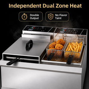 Commercial Electric Deep Fryer 25L Double Tank Double <b>Basket</b> 7.6kW for French Fries Chicken Fast Food Restaurant Catering - Product Image 3