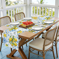 Set de 4 sets de table imprimés motif citron bleu italien, 12x18 pouces, pour la décoration de table à manger et de fêtes à domicile