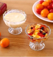Bol en Verre Épais pour Milkshake et Glace, Coupe Haute Créative en Forme de Fleur pour Salade de Fruits et Desserts Transparents