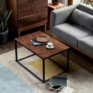 Tavolino da Caffè Moderno <span class=keywords><strong>Quadrato</strong></span> con Piano in <span class=keywords><strong>Legno</strong></span> e Struttura in Metallo Resistente per Camera da Letto e Soggiorno - Product Image 2