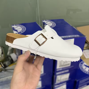 Outdoor Flat <b>Slippers</b> Mules Clog Stock Real Leather Suede Women's Shoes Cork Foot Bed Solid Clogs High Quality mens casual shoes - Product Image 2