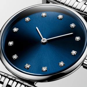 Ladies Slim Round Quartz Watch Stainless Steel Multi Link Bracelet Sunburst Dial Diamond Markers Scratch Resistant Longinesing - Product Image 2