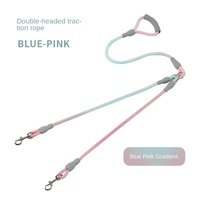 Laisse de luxe à double tête pour animaux de compagnie avec système de marche et anti-enchevêtrement dégradé Fonction souple pour une marche sécurisée du chien