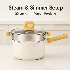 Casserole en céramique légère multi-usages avec panier vapeur et poignée résistante à la chaleur pour cuisinière à induction - Product Image 6