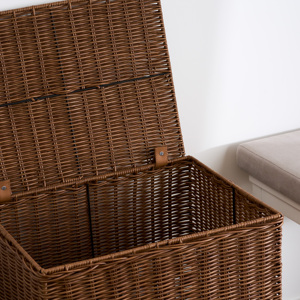 Joseph Rectangular Woven Resin Wicker <b>Laundry</b> Hamper 17.3 x 13.8 x 23.6 Espresso Brown - Product Image 1